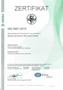 Zertifikat nach DIN ISO 9001 für Medizinalkontor München GmbH